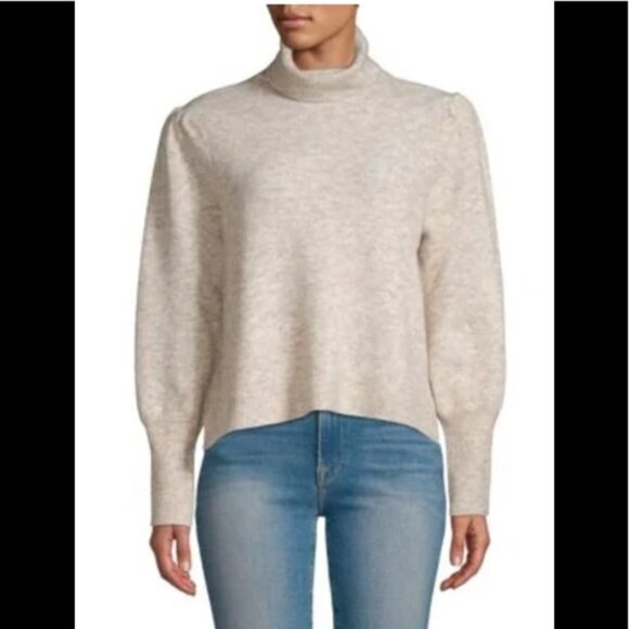 FRAME Oversized Swing Marled Knit Tan TurtleNeck Wool Alpaca Stretch Sweater XL - Picture 16 of 16